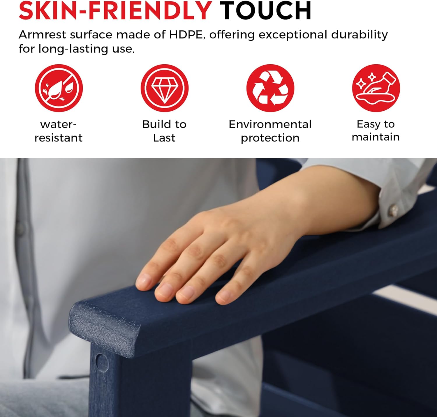 Costaelm Portsmouth Outdoor Patio HDPE Deep Seating Modern Club Chair, Navy Blue