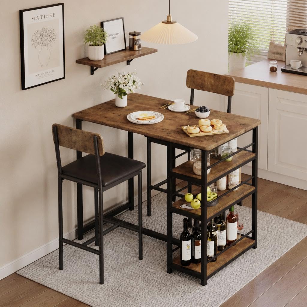 Thaookte Dining Table and Chairs Set 2, Bar Table and Stools Set