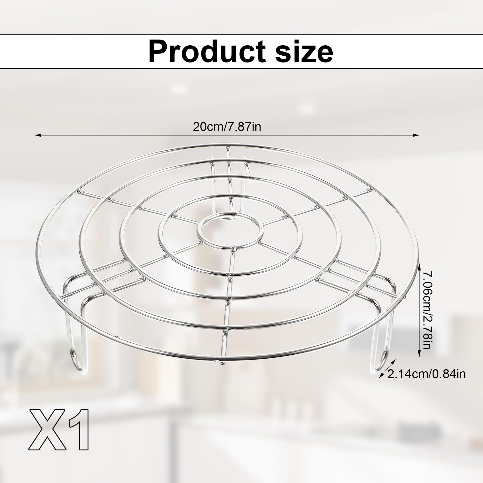 MYLERCT Soporte de Rejilla para Vapor, 20 x 20 x 7 cm Rejillas de Enfriamiento, Rejilla de Vapor de Acero Inoxidable 304, Diseño Trípode Cocción Redonda Soporte, para Enfriar, Cocer Vapors, Hornear — view 2