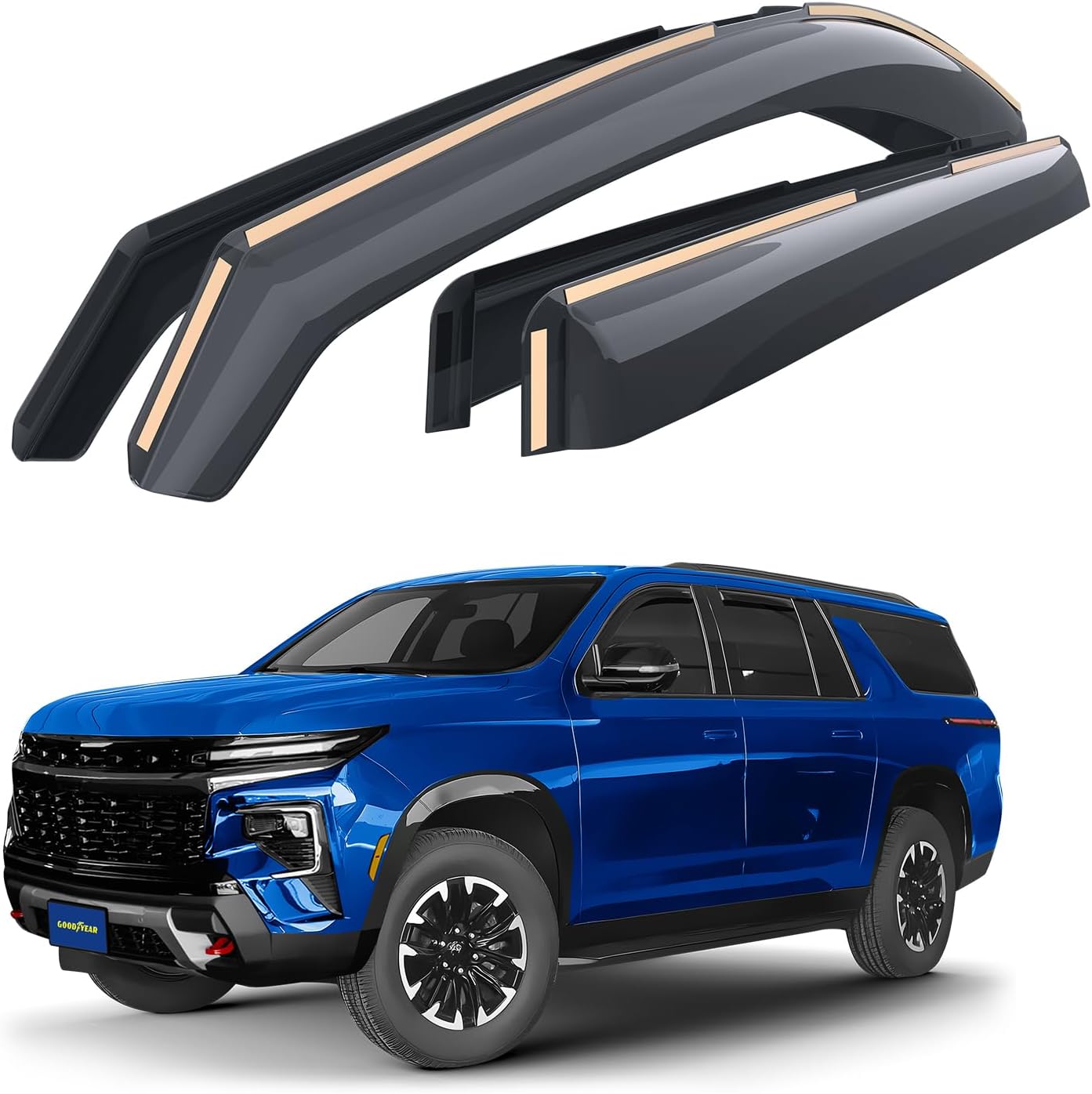 Goodyear Shatterproof in-Channel Window Deflectors for Chevrolet (Chevy) Traverse 2024-2026, Rain Guards, Window Visors for Cars, Vent Deflector, Car Accessories, 4 pcs - GY008101