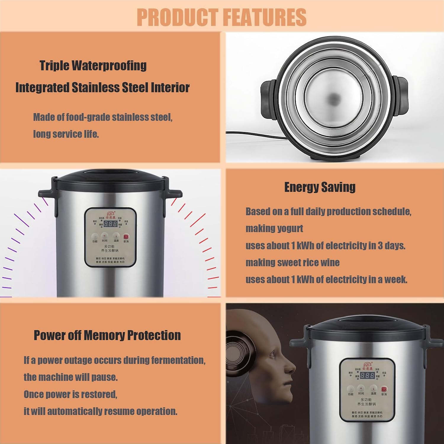 12/18LCommercial Fermentation Machine,Automatic Digital Yoghurt Machine,Greek Yogurt Maker,Stainless Steel Inner Pot,Time and Temperature Control for Organic Yogurt,Cheese, Fruit Wine 12L