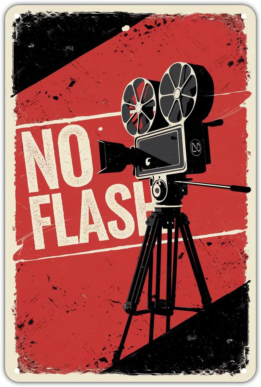 Retro Camera tin sign Vintage No Flash Metal Sign Print Aesthetic for Garden Yard Bar Porch Home Bedroom Kitchen Wall Decor Decor Gift 8 x 12 inch
