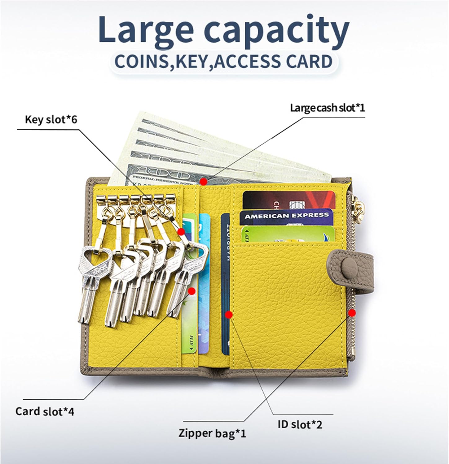 Fashion Small Coin Purse for Women - Credit Card Holde Change Purse with Zipper, Leather Travel Compact Keychain Walle for Cash Key (B) - Image 3