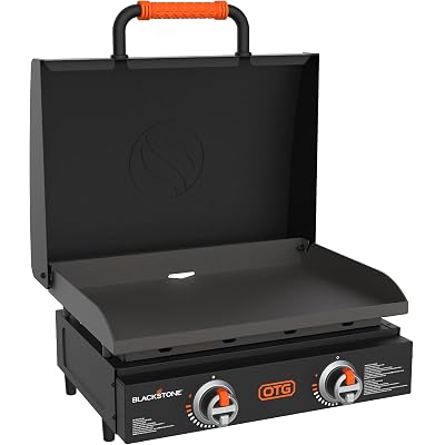 Blackstone OTG 22 Inch Tabletop Griddle Plate with Built-In Hood, Black - Portable Outdoor Grill Appliances for Camping, Tailgate Grilling, and On-the-Go Kitchen Cooking