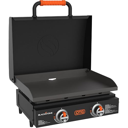 Blackstone OTG 22 Inch Tabletop Griddle Plate with Built-In Hood, Black - Portable Outdoor Grill Appliances for Camping, Tailgate Grilling, and On-the-Go Kitchen Cooking