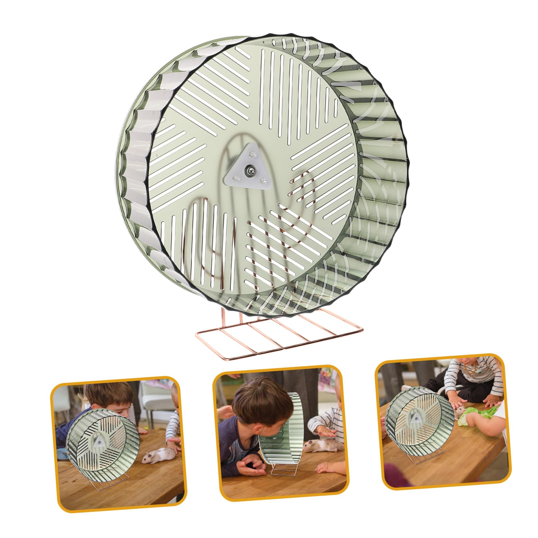 Rueda De Hámster Silenciosa Soporte De Aleación Color Oro, Grande Tamaño, Verde Oscuro, Juguete De Ejercicio para Hámster, Erizo y Chinchilla, Accesorio Compacto para Mascotas Pequeñas