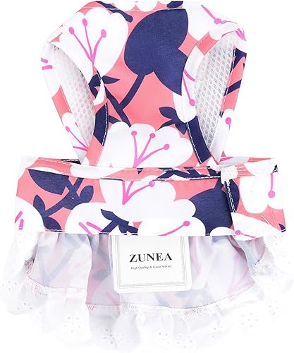 Miniatura 4 de Zunea Conjunto de arnés para niñas pequeñas con correa, sin tirones, chaleco para cachorro, arneses, patrones florales, vestidos de princesa con