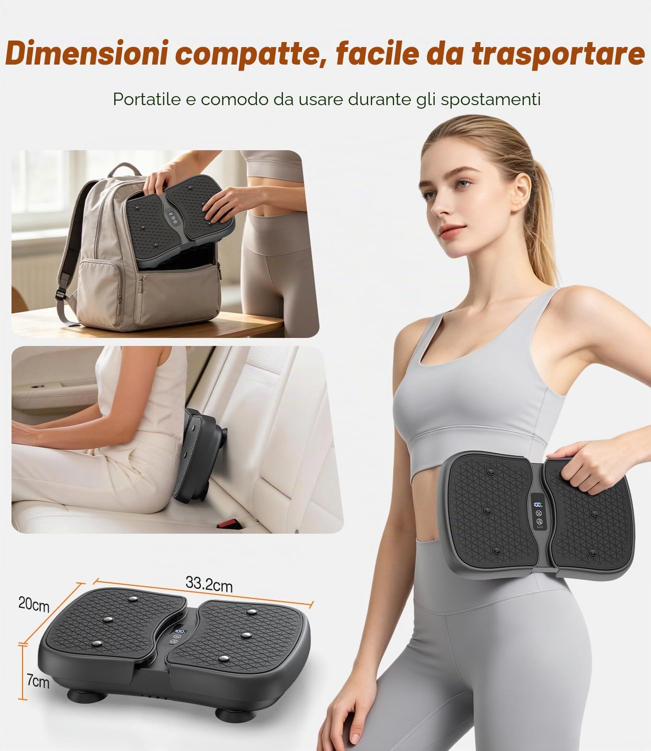 Piattaforma Vibrante con Riscaldamento Vibrator Fitness con 30 Velocità | 5 Modalità Macchina per Esercizi con LCD Touch, Anti Scivolo 130kg Batteria Ricaricabile USB-C – per Rilassamento Muscolare