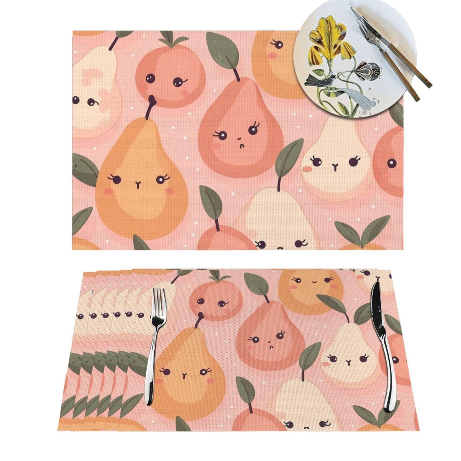 Sets de table tissés fruits pour pique-nique et repas de fête