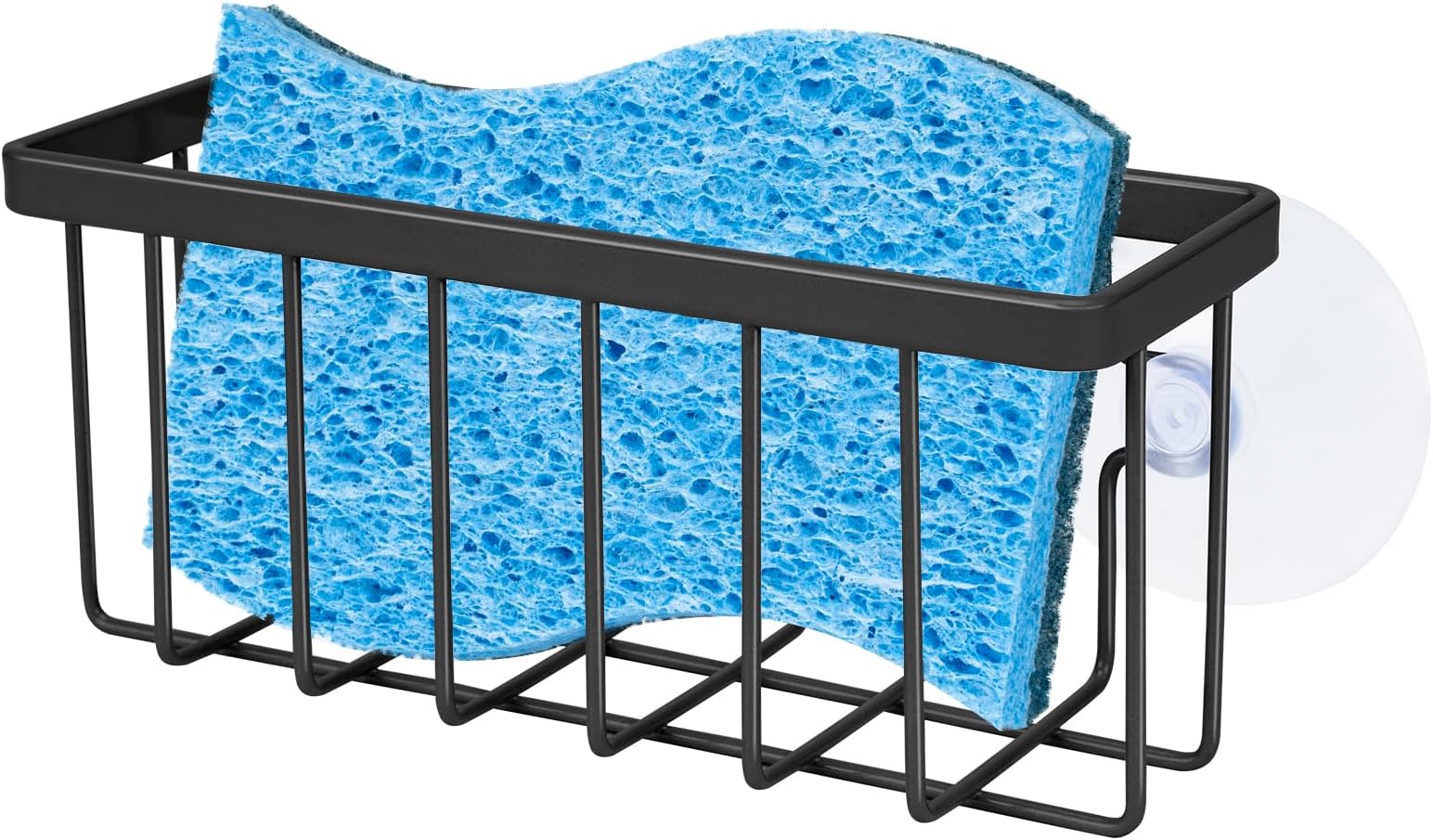 SHFKS Sponge Holder for Kitchen Sink Suction,Kitchen Sink Sponge Holder,Sink Caddy, Soap Holder,Bathroom,Scrubbers (Black)