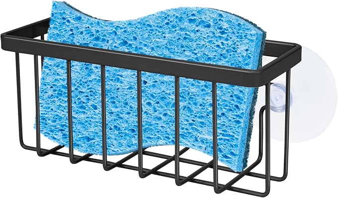 Sponge Holder for Kitchen Sink Suction,Kitchen Sink Sponge Holder,Kitchen Sponge Holder,Dish Sponge Holder for Sink,Kitchen Sink Caddy (Black)
