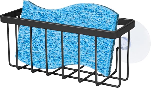 SHFKS Sponge Holder for Kitchen Sink Suction,Dish Sponge Holder-Black