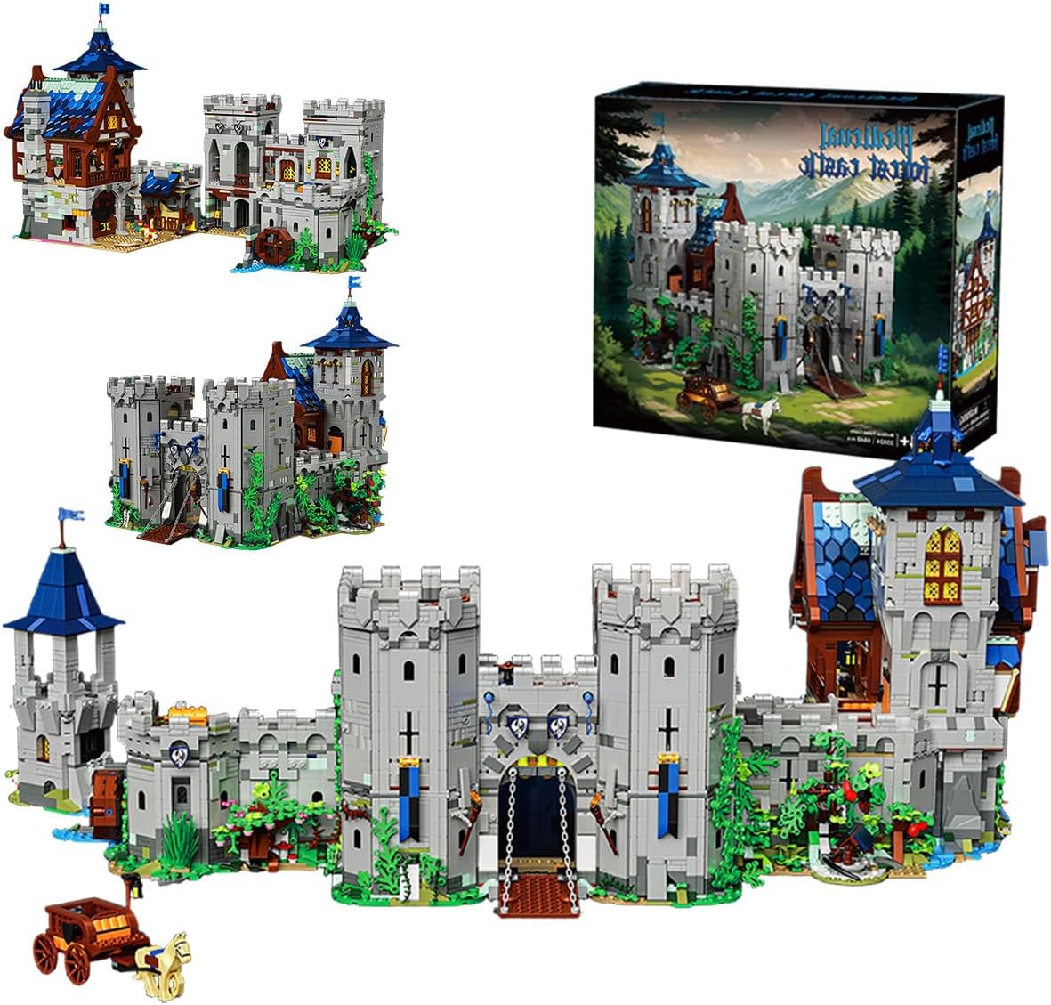 Medieval Forest Giant Castle Architecture Building Blocks, Medieval Viking Village CastleToy,Construction House Mode Collectible Display Set for Adults(6640 pcs)