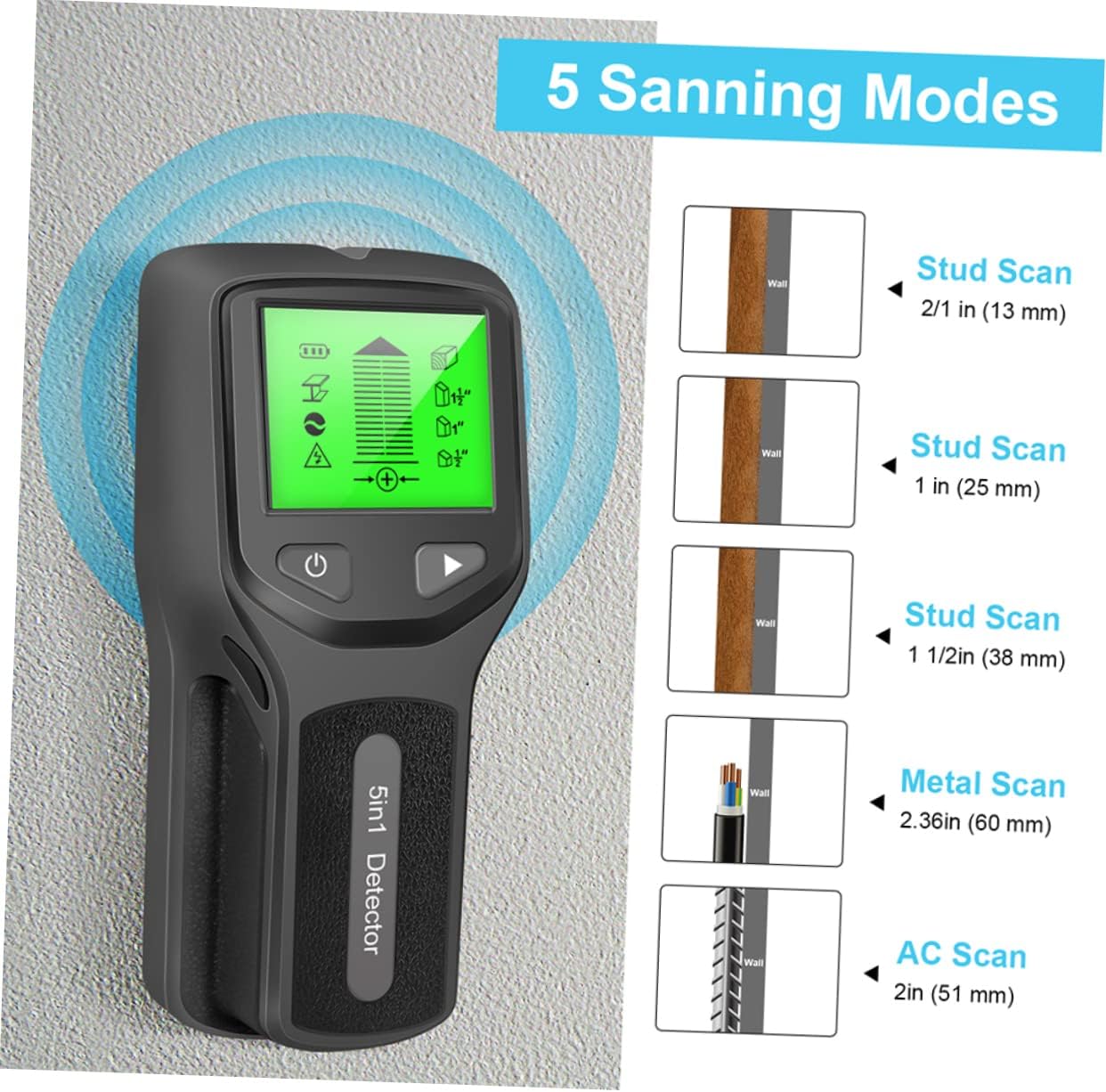 Mipcase Sensor Wall Detector Metal Detector LCD Display Wall Detection Pinpointer Easy to Use