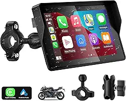 YZW Tela CarPlay para motocicleta com CarPlay sem fio e Android Auto, tela sensível ao toque IP67 de 5 polegadas, tela sensível ao toque IP67 portátil, GPS para motocicleta, suporta Bluetooth, Siri
