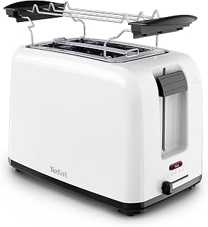 Tefal White, Toaster with 2 Compartments with Pastry, Raising Lever, 7 Gilding Levels, Extra Large Slots, White, TT1A21E0