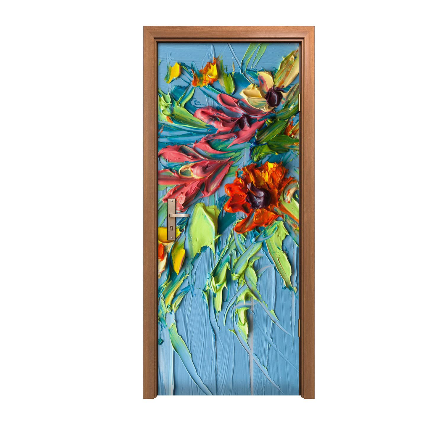 Autocollant de porte masquage défauts fleurs 3D Coloray 90x200cm