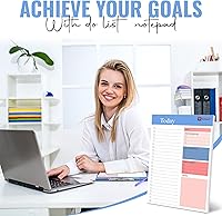 Vista 7 de STECCO Bloc de notas de lista de tareas pendientes con lista de deseos, lista de prioridades y bloc de notas grande. Planificador diario y lista