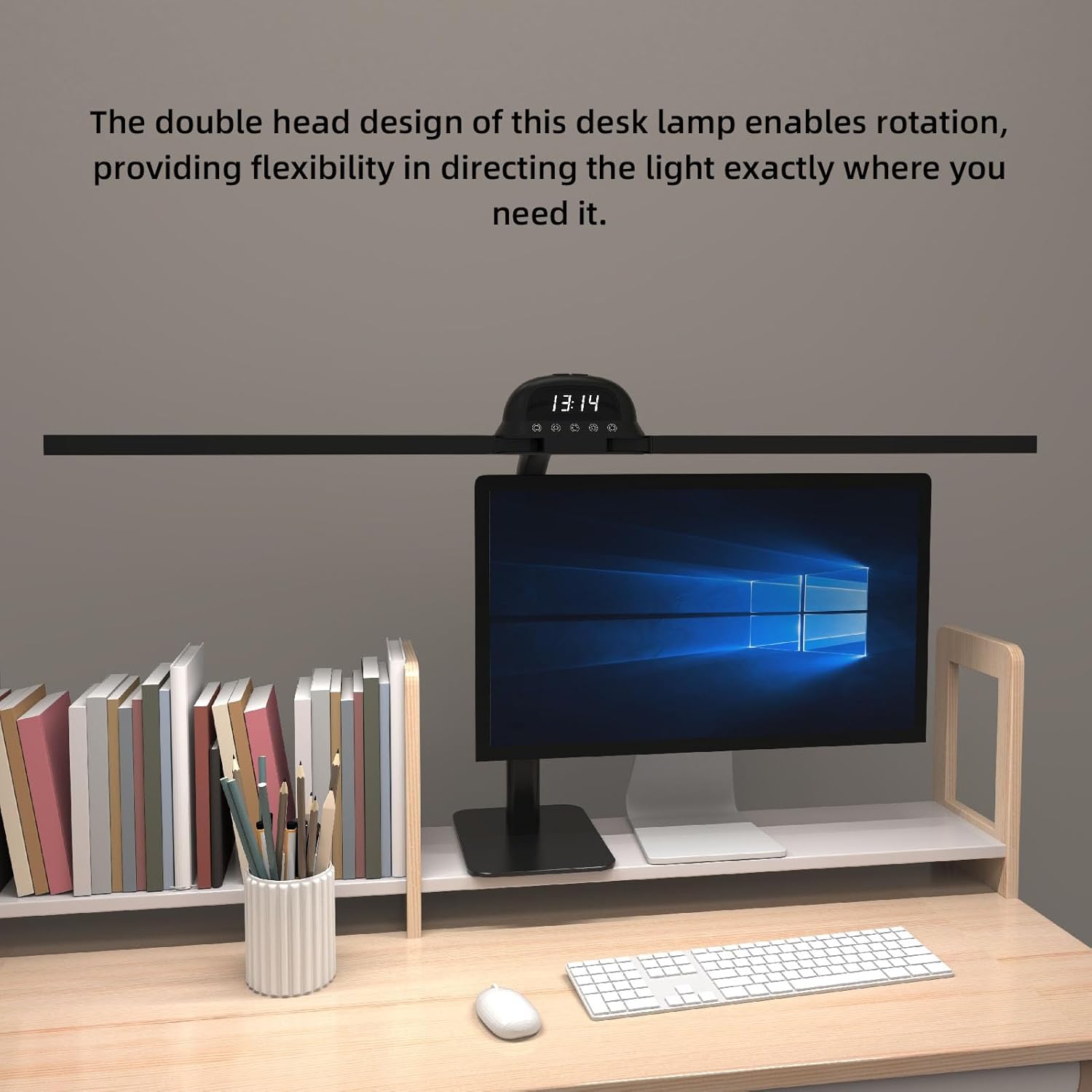 Yoidesu LED Architect Desk Lamp with Base, 12W 2000LM Bright Led Desk Light with Remote Swing Arm, 35.4 Inch Adjustable Light Bar with Clock & 5 Color Mode (US Plug)