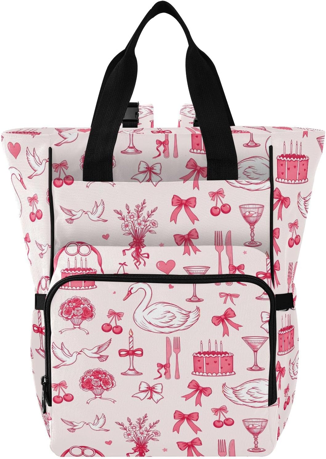 SUABO White Goose Bow Baby Diaper Bag Backpack Large Bag Waterproof Travel Diaper Bags for Moms and Dads