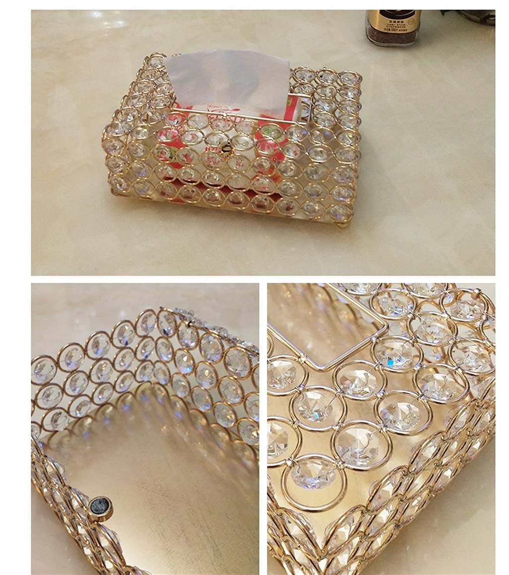 Scatola di fazzoletti Fatti a Mano Dorati Classici in Scatola di Perle Scatola di immagazzinaggio da Soggiorno Trasparente in Oro Cristallo intarsiato con Perla Bianca