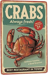 Crab Shack Tin Sign 8X12IN Rustic Metal Wall Art for Kitchen, Seafood Restaurant & Coastal Cottage Decor with Nautical Motif