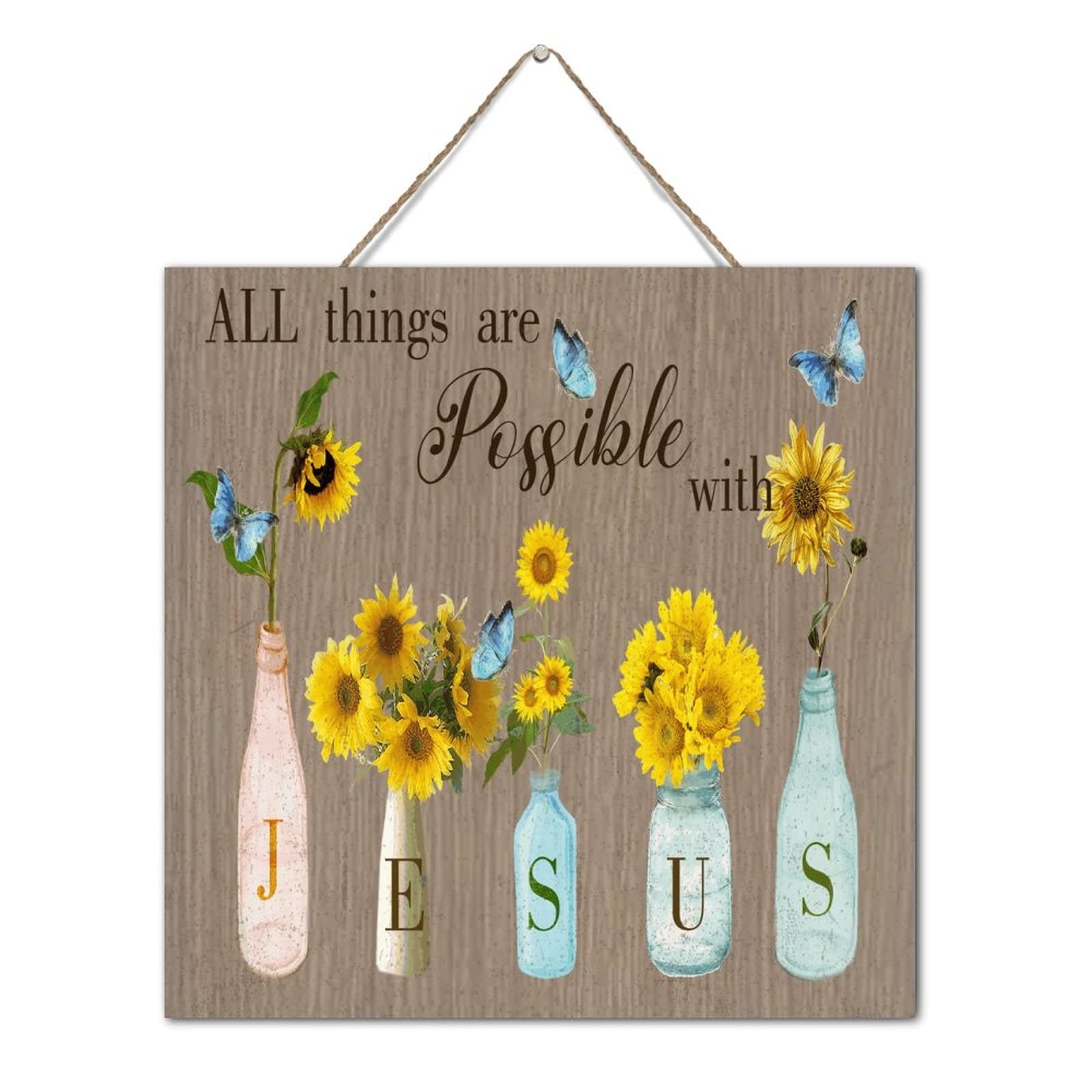 Décoration murale en bois pour salon et bureau avec message inspirant de Jésus