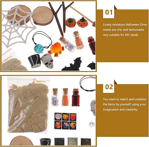 Miniatura 3 de Decoración de Halloween para casa de muñecas, 1 juego de casa de muñecas de plástico para decorar calabaza, caja de Halloween, casa de muñecas en