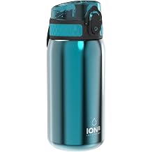 Ion8 children drinking bottle stainless steel light 400ml not insulated outlet safe one-hand opening secure locking dishwasher safe folding cover handle easy to clean