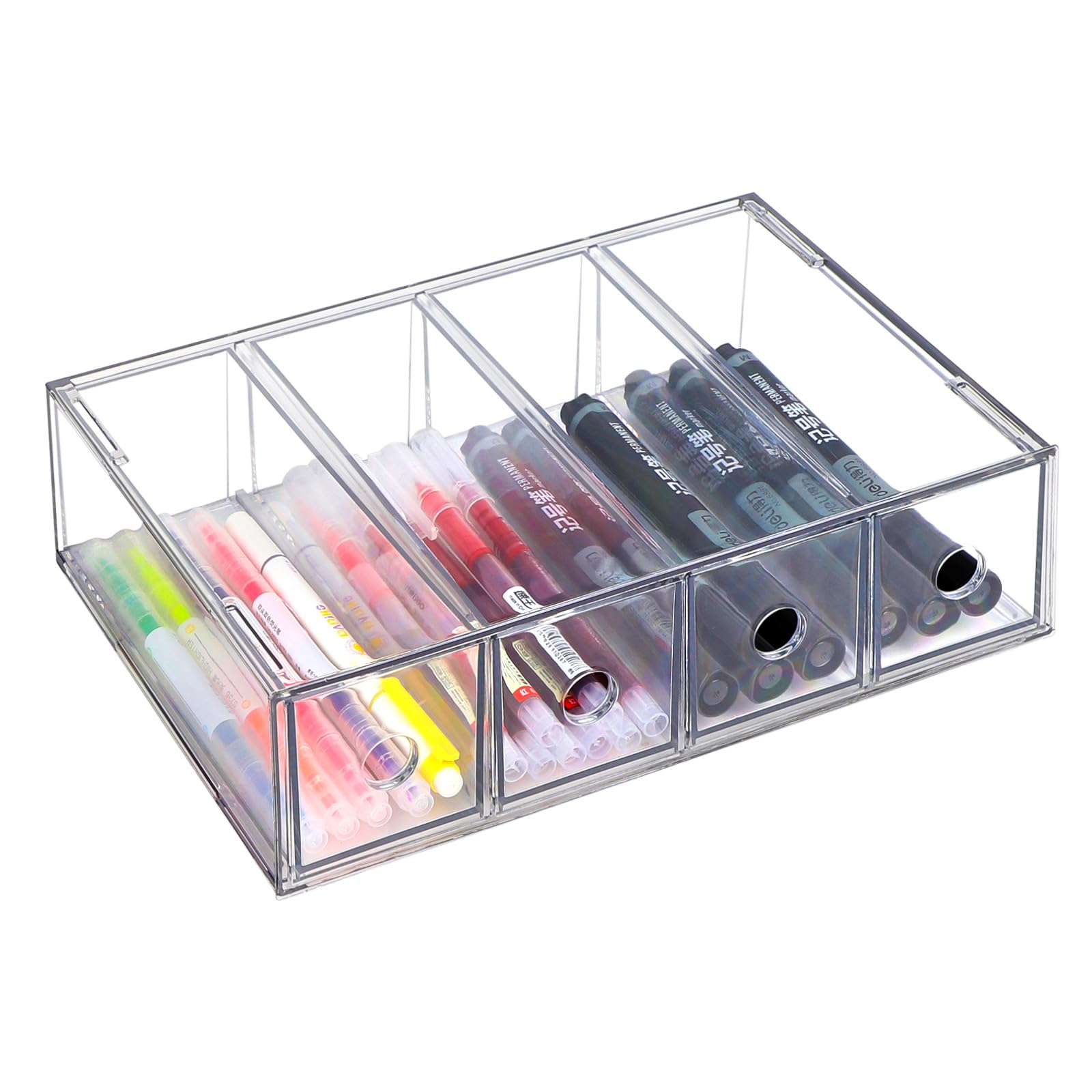 Organizzatore da scrivania con 4 cassetti trasparente impilabile cassettiera storage box multifunzione per cancelleria ufficio