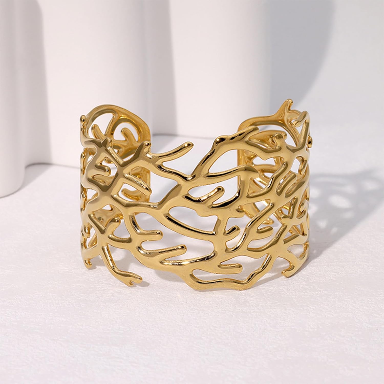 Wide Chunky Gold Cuff Bracelets for Women - Open Cuff Bangles Adjustable Wrist Bracelets, Statement Jewelry Gifts for Women - Image 5
