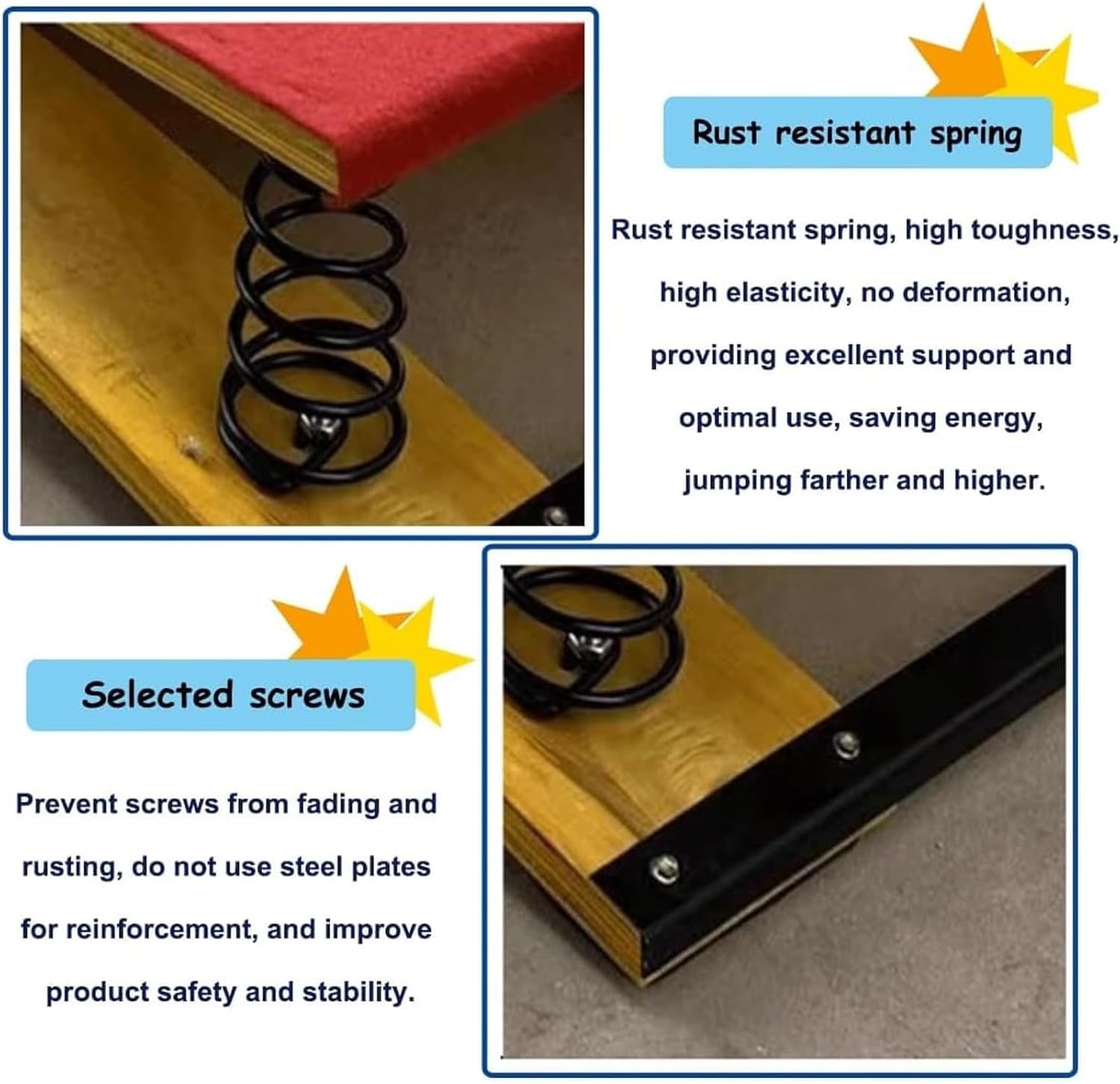 Children's Gymnastics Springboard, Vault Training Elastic Board, Children's Beginner Springboard, Steel Spring and Jumping Mat, Arc Jumping Bridge/Vault Equipment