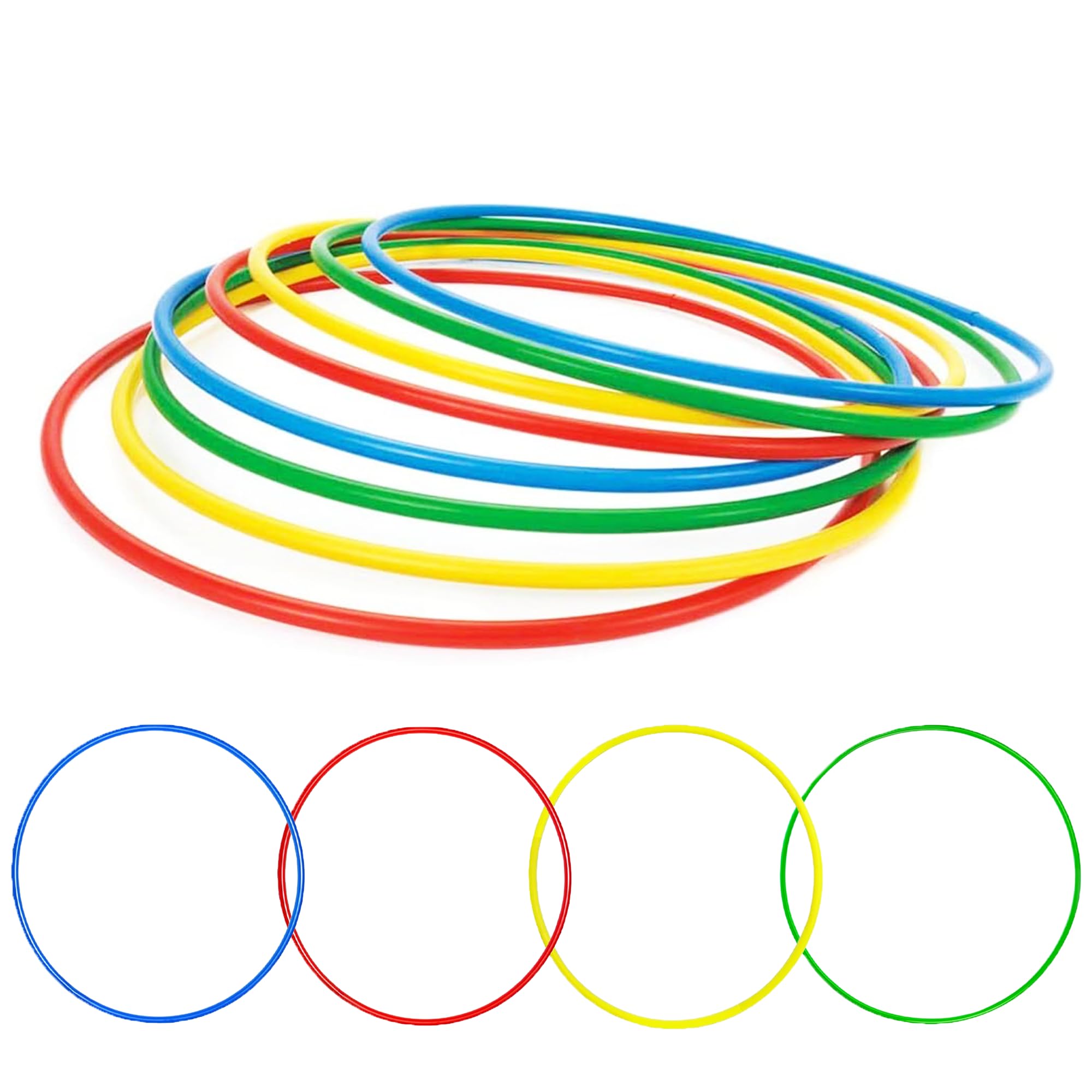 FlickBuyz Hula Hoop - Multicolor Fitness Hula Hoops - Plain and Glitter 55cm, 65cm, 75 cm Plastic Hula Hoops, Fitness and Dance Exercise Hoola Hoops (20, Plain (55cm))