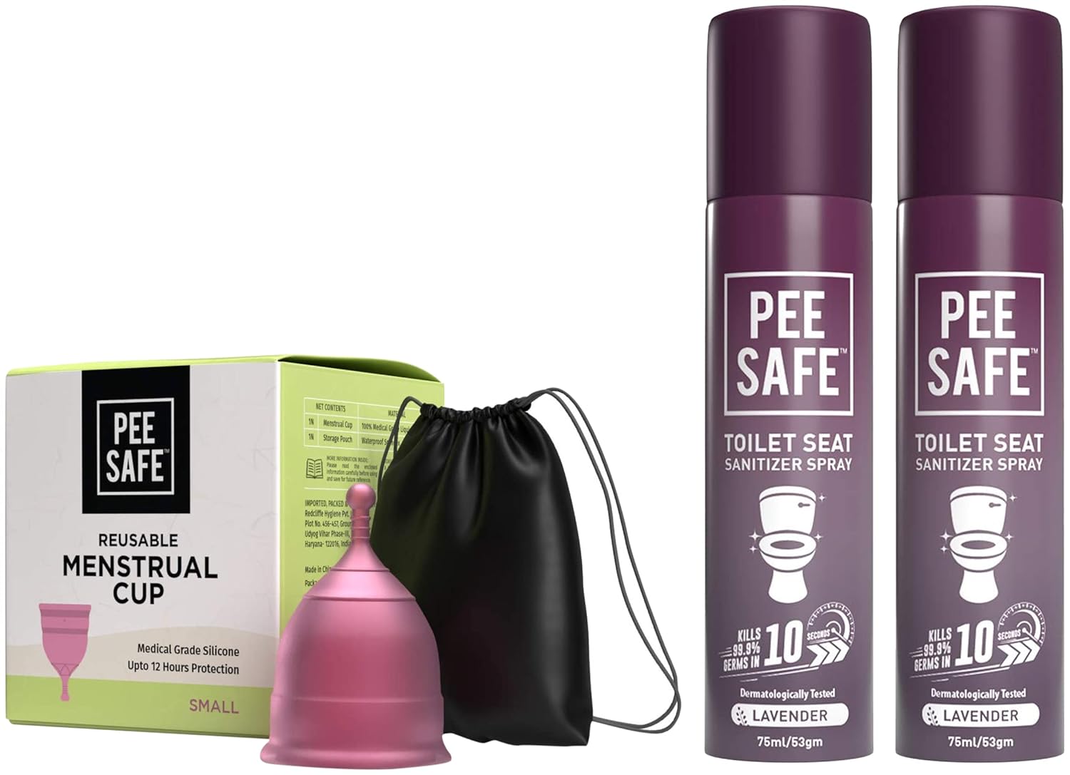 Pee Safe Menstrual Cups For Women & Pee Safe Toilet Seat Sanitizer