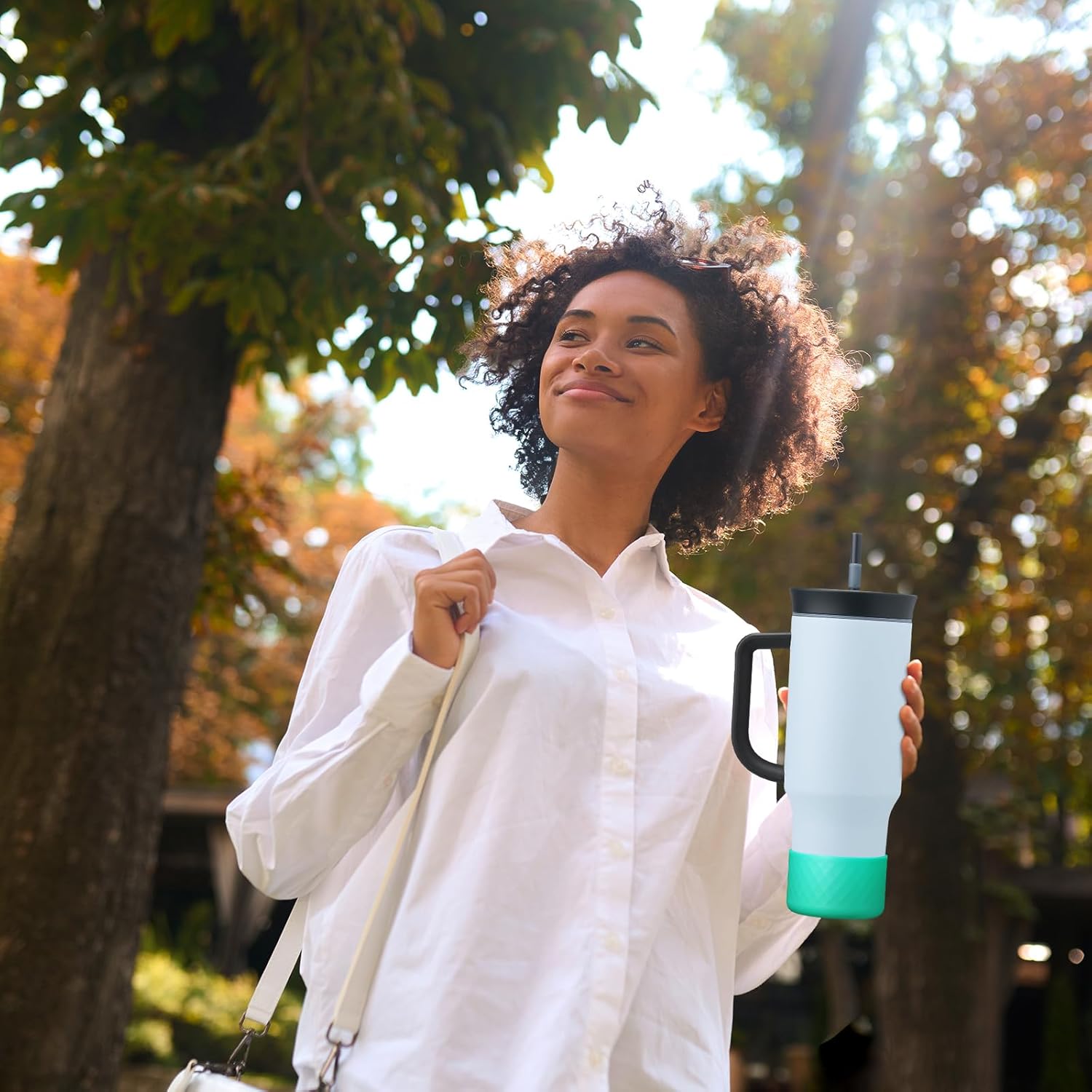 Silicone Boot for Owala 40 oz Tumbler with Handle, Anti-Slip Protective Sleeve for Stainless Steel Triple Layer Insulated Travel Tumbler Accessories - Image 7