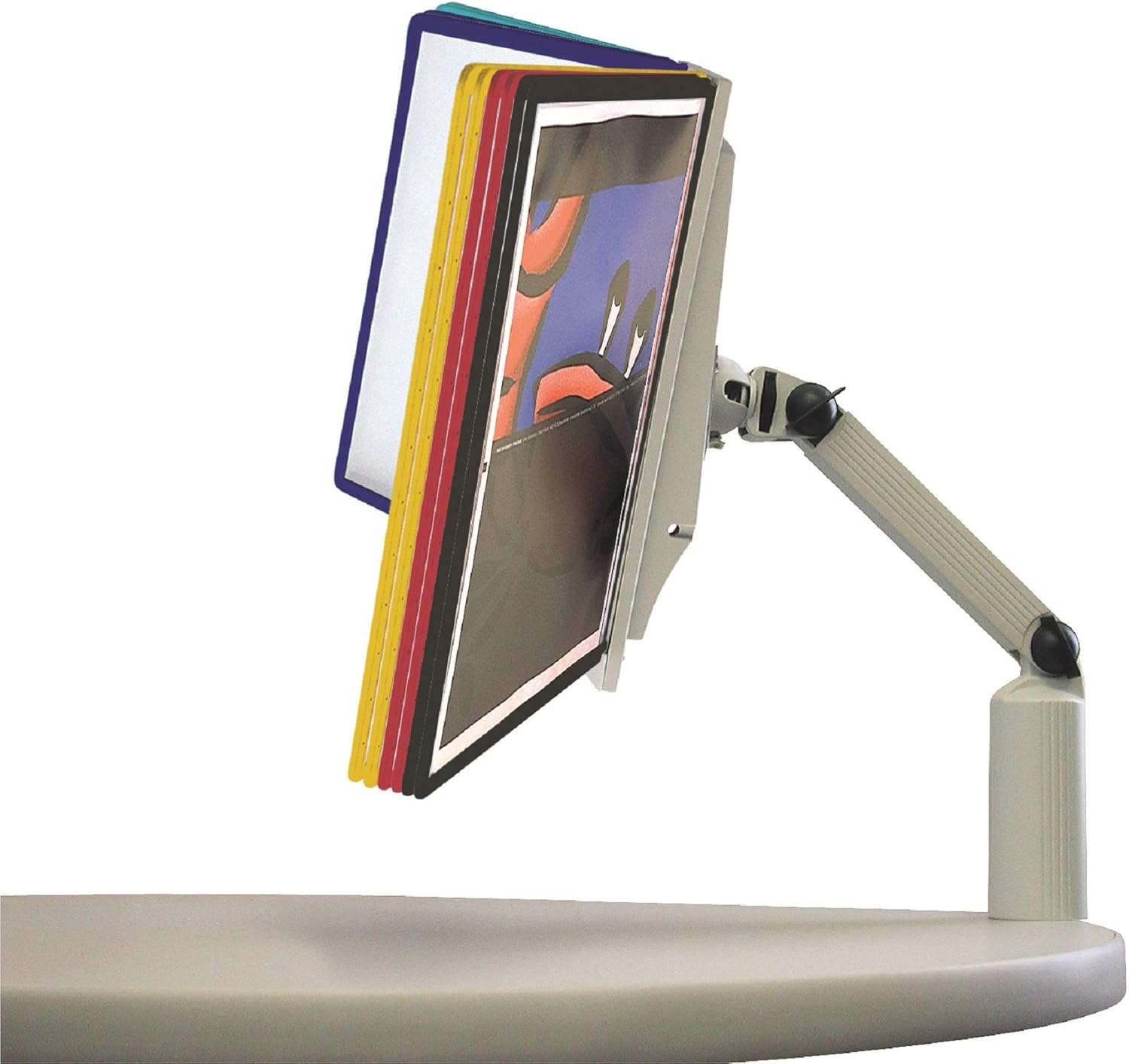 DURABLE Flex Arm Clamp Reference System, 10 Double-Sided Panels, Letter-Size, Assorted Colors, SHERPA Design (556900) : Office Products