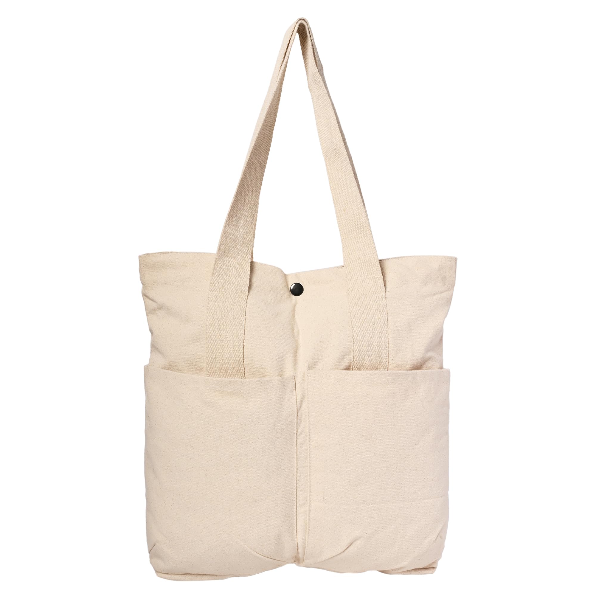 NECAVU Cotton Tote Bags for Women with Button closure, College Bag for girls With Inner & Outer Pockets, Utility Tote bags for Shopping, Travel & Daily use (Natural, Off-White) (B0CH1N879H) Amazon Price History, Amazon Price Tracker