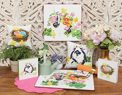 Miniatura 2 de C&F Home Almohada decorativa pequeña y pequeña de 10 x 10 pulgadas, con temática de primavera y conejito y patos, decoración para el hogar, sala de