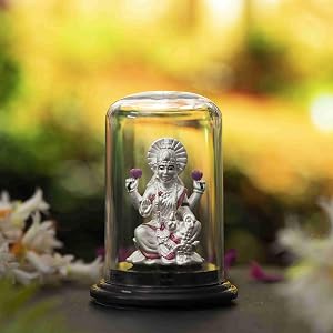 ZAVYA 999 Pure Silver Divine Lakshmi MATA Rhodium Plated Idol