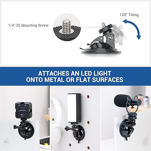 Miniatura 3 de Fuerte soporte de ventosa para micrófono LED en computadoras portátiles o espejos, accesorios de iluminación de viaje para reuniones de maquillaje,