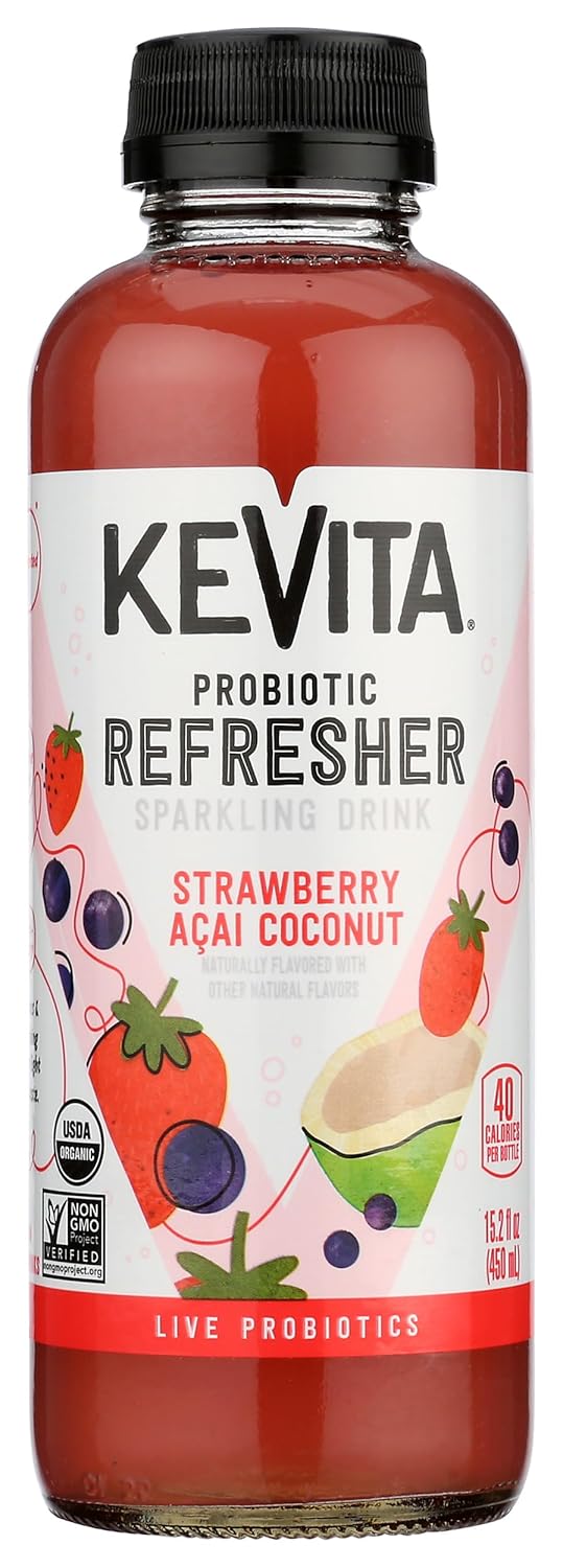 KeVita, Sparkling Probiotic Drink Strawberry Acai Coconut, 15.2 Fl Oz