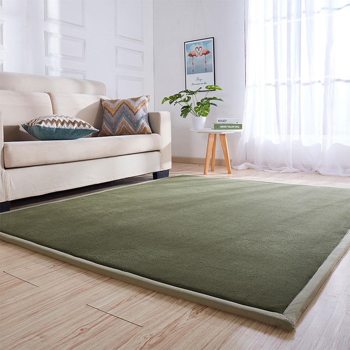 Tappeti e Scendiletto per Bambini, Tappeto Bimbi Lavabile, Tappeto Salotto Tatami, in Diversi Colori e Misure-Olive Green-120 * 150cm
