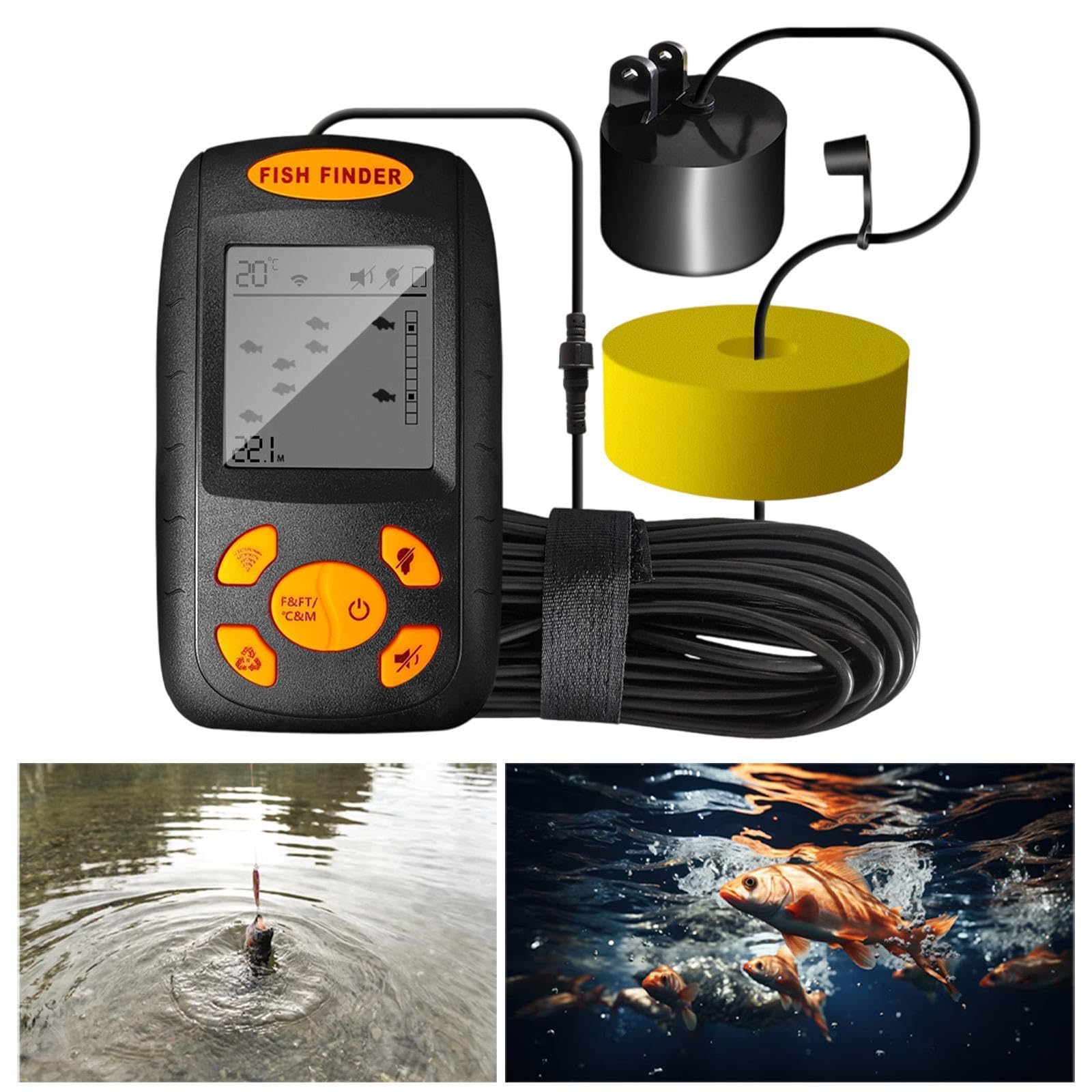 LOVIVER Sondeur de Pêche Portable, Sondeur de Profondeur Filaire Portable, écran,