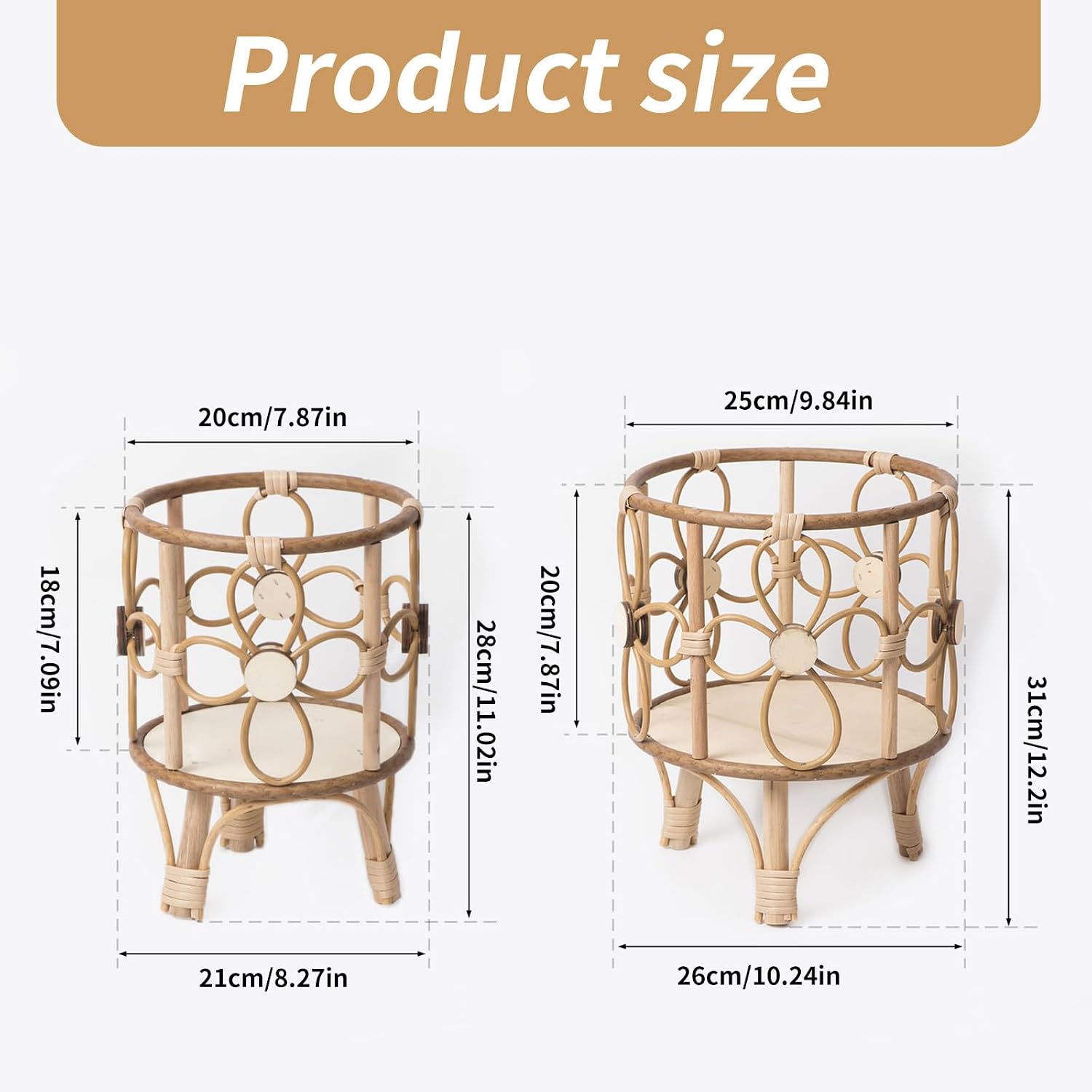 Rattan Weaving Pots for Plant Room Floor Plant Shelves, Large image 3