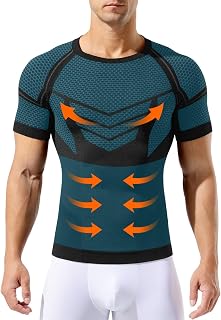 Men's short-sleeved compression shirt, breathable and comfortable shapewear tummy control, figure-shaping base layer, undershirt
