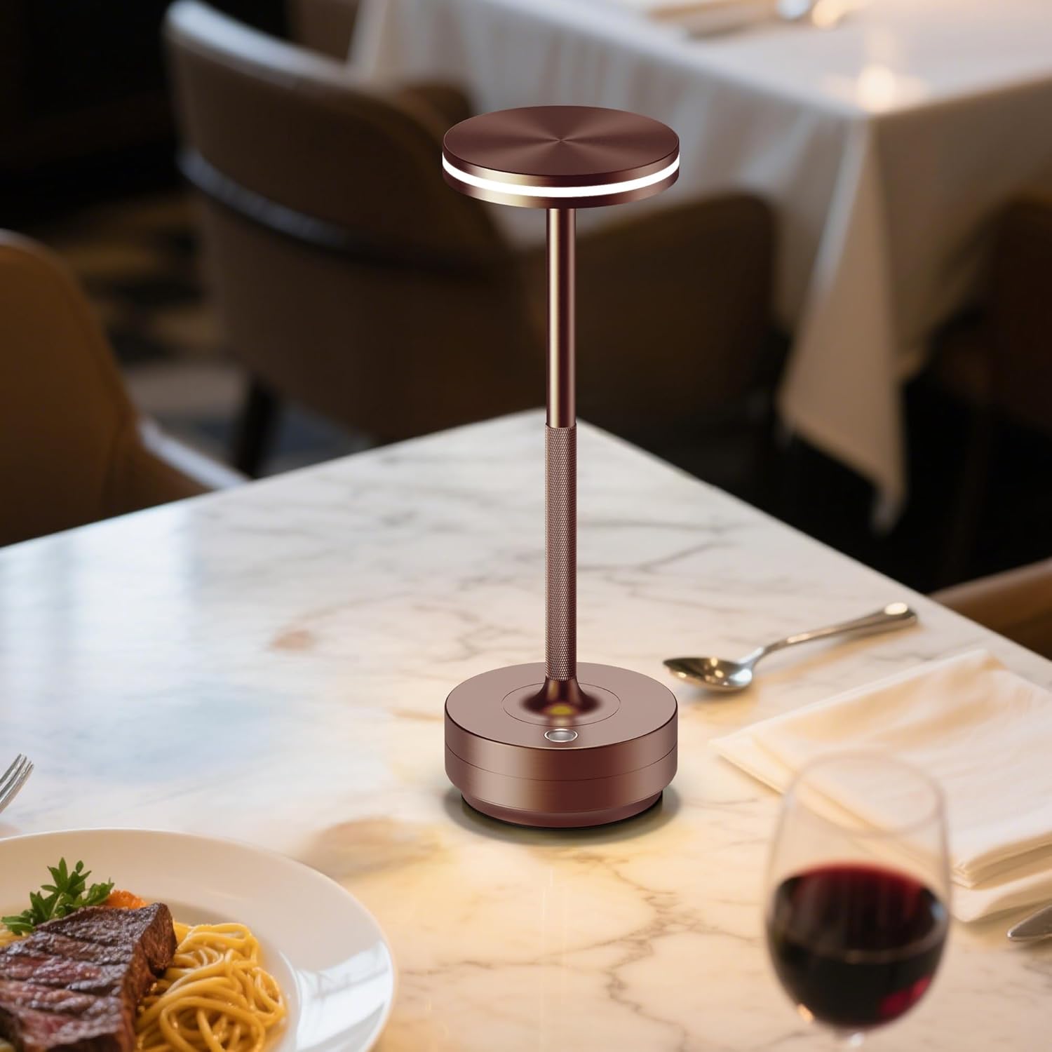 Hapfish Rechargeable Cordless Table Lamps, 5000mAh Battery Operated Lamp, 3 Color Modes, Dimmable, LED Table Lamps for Living Room,Outdoor, Dinner,Patio,Restaurant – Brown