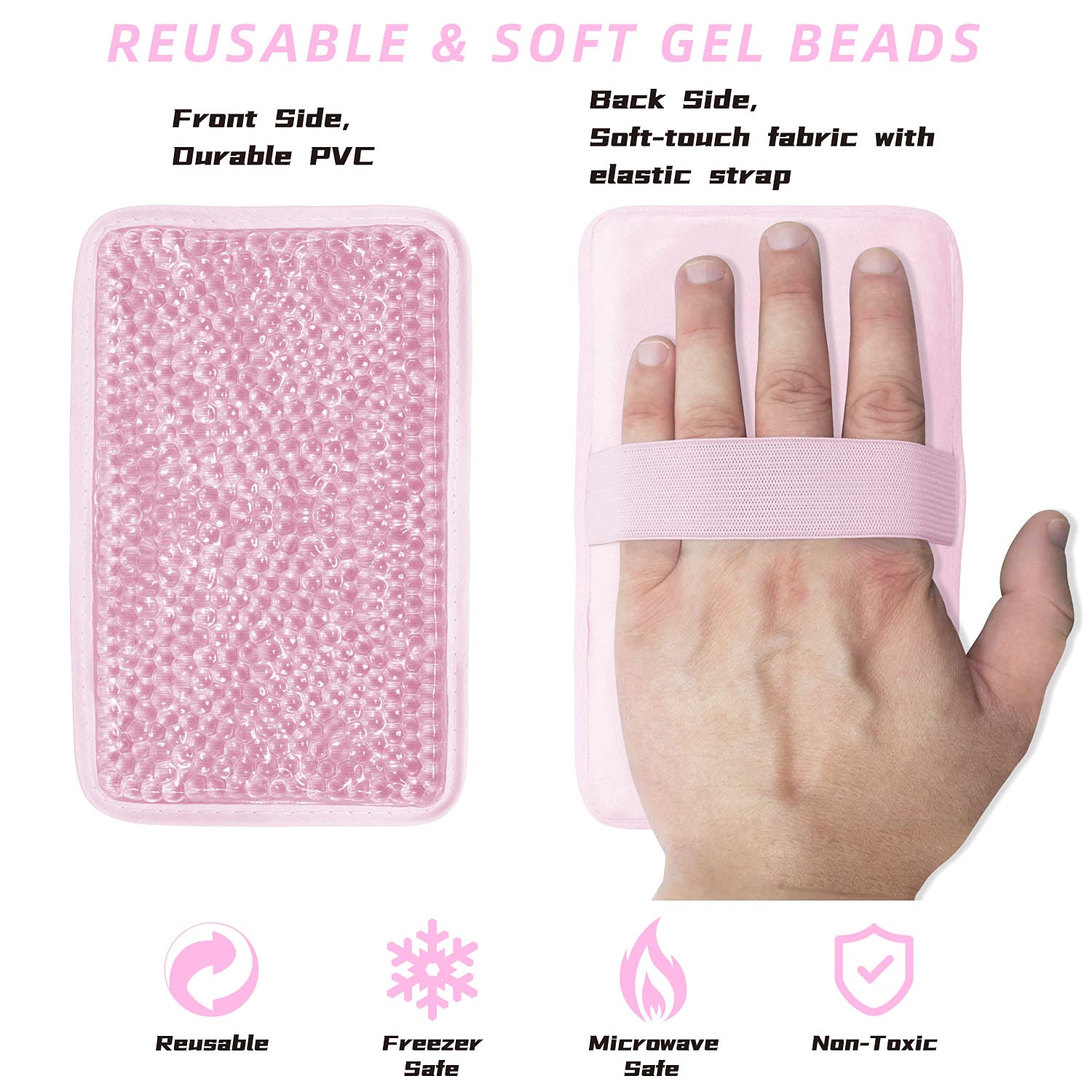 Sac de glace en perles de gel avec sangle - Réutilisable - Compresse chaude et froide - Thérapie pour la douleur, l'enflure, les blessures du genou, des épaules, du pied, du dos, de la cheville, du