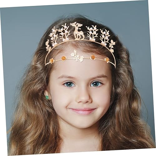 Miniatura 7 de Didiseaon 3 diademas navideñas con cuernos de cristal para mujer, disfraz de Papá Noel para adultos, diadema de Navidad, tiaras y coronas de