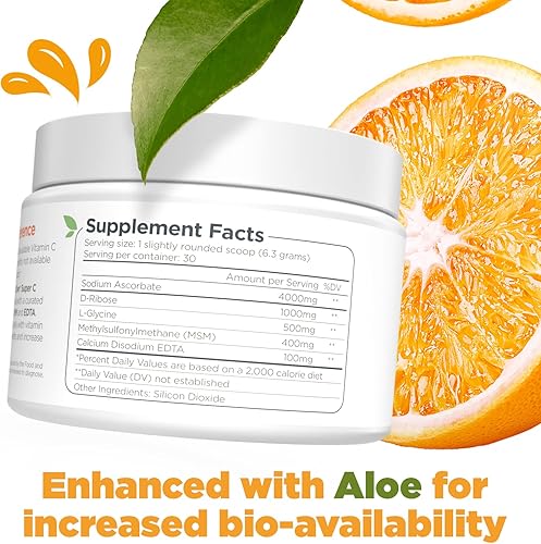 Miniatura 7 de Dr. Keith's Own Vitamina C en polvo de dosis alta súper C, 4000 mg con D-ribosa, glicina, MSM altamente absorbente, amigable con el estómago,