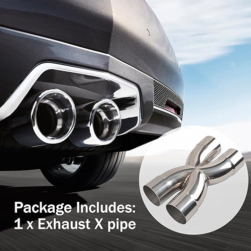 Miniatura 7 de Punta de escape X Tubo de 3 pulgadas de diámetro de entradasalida, 12 pulgadas de longitud total, punta de silenciador, tubo cruzado X soldadura de